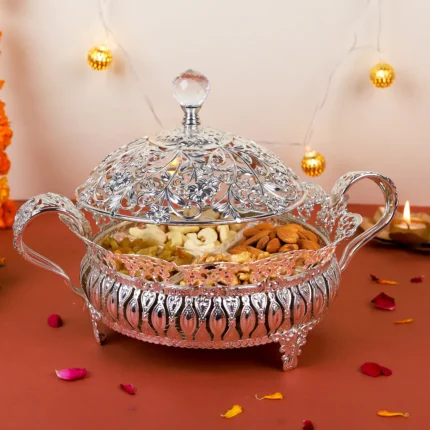 Nuts Indulgence In German Silver Platter